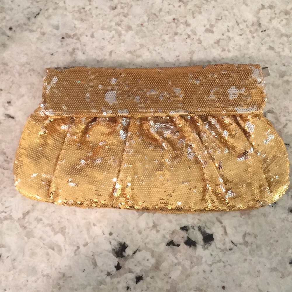 Evening gold sequin clutch. Like NEW!